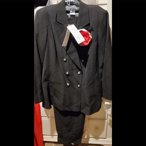 NWT Vintage black stripted Dress Pant Suit by Jonathan Logan 12 - Picture 1 of 14